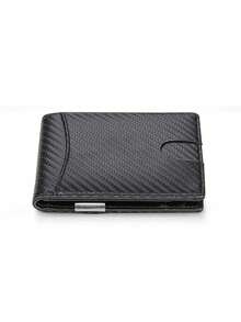 Slim RFID Wallet For Men, Carbon Fiber Bifold Purse With Money Clip, Zipper Coin Pocket ID Window, Anti-Theft Minimalist Smart Wallets - Multicolor - View 7