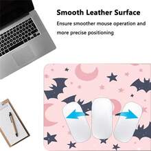 Pastel Pink Bat Moon Star PU Leather Large Mouse Pad, Waterproof Extended Desk Mat, Kawaii Aesthetic Table Protector, Halloween Desktop Decor Gift For Girls - View 9