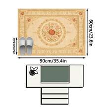 1PC Red Pomegranate Floral Pattern Faux Cashmere Machine Washable Area Rug, European Vintage Style Rectangular Soft Carpet, Living Room Bedroom Home Decor, All Season Use, Aesthetic Home Decoration - Multicolor - View 14