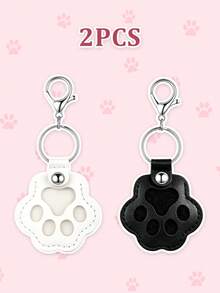 Multi-Color Hollow Cat Paw Shaped Key Ring, Handmade Felt Lined Pet Fur Storage Keychain, Year Round Pet Owner Souvenir Accessory - Multicolor - View 16