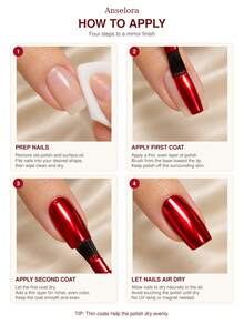 Anselora 12ml Kutek Kuku Merah Delima Metalik, Kutek Cair Kilap Tinggi Cepat Kering, Mudah Diaplikasikan, Hasil Akhir Metalik Tahan Lama, Manikur DIY, Cocok untuk Penggunaan Sehari-hari dan Pesta Wanita - Merah - View 8