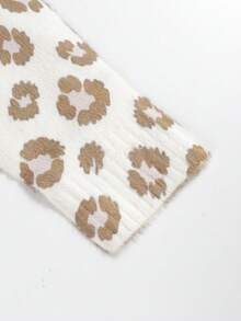 Áo len chui đầu nữ họa tiết da báo cổ tròn tay dài, áo len chui đầu mùa thu đông - Màu Khaki - Xem 8
