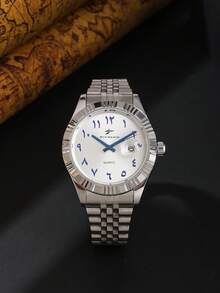 RICECGO A Minimalist Men's Steel-Strap Watch With Arabic Numerals-Perfect For Daily Wear During Your Commute And As A Stylish Accessory. - Silver - View 16