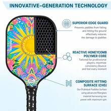 Complete Fiberglass Pickleball Racket Set,Sun Floral Design 2 Paddles+4 Balls+2 Overgrips+Carrying Bag,Light‑Weight Pickleball Equipment For Outdoor Recreation - Multicolor - View 5