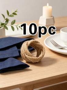 1/2/4/6pcs Macrame Napkin Rings, Boho Natural Material Napkin Holders, Rustic Farmhouse Style Napkin Rings - Camel - View 11