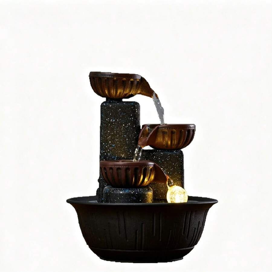 1pc 2D Flat Printed New Creative 3-Tier Desktop Water Fountain Wealth Attracting Decor