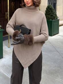 Women's Ribbed V-Neck Long Sleeve Knit Top, Medium Stretch, Suitable For Casual Wear In Autumn And Spring - Khaki - View 6