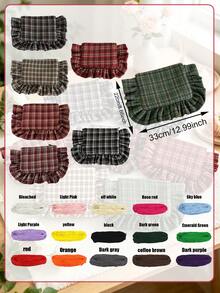 Custom Plaid Ruffle Makeup Bag, Custom Handmade Embroidered Name Storage Bag, Holiday Travel Makeup Bag, Personalized Christmas Gift For Her - Multicolor - View 5