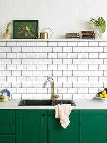 Stiker Dinding Perekat Sendiri Tekstur Ubin Subway Putih Mengkilap 2D untuk Backsplash Dapur, Stiker Dinding, Stiker Vinyl, Dekorasi Rumah, Dekorasi Musim Semi, Segarkan Rumah Anda, Hadiah Stiker Dekoratif Rama, Ulang Tahun, Wisuda - Alien putih besar - View 5