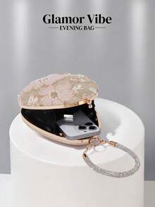 Evening Party Sequin Clutch Bag, Sequin Embroidery Craftsmanship, 3D Floral Design (Random Pattern), Essential Wedding Accessory, Valentine's Day Gift, Suitable For Weddings, Vacations, Graduation Season, Evening Parties And Other Formal Occasions, Also Can Be Used As A Versatile Daily Outfit Accent Accessory, Style Versatile - Champagne - View 6