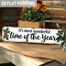2D Flat, 1pc, Country Style Best Time Of The Year Metal Sign, Christmas Holly Pattern Wall Decor, Suitable For Christmas Decoration, Home, Living Room, Kitchen, Decorative Sign, Size 3.93x15.74 Inches - A - View 10