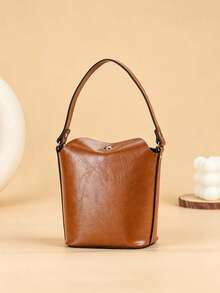 Personalized Custom Text Vintage PU Leather Mini Bucket Bag, Casual Handbag, Work Shopping Coin Purse - Multicolor - View 8