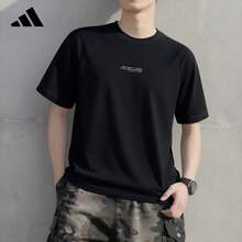 Adidas 純棉休閒短袖 T-Shirt 夏季新款透氣上衣 - 黑色 - 查看 4
