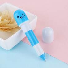 1pc Cute Expression Pill Capsule Neutral Pen Creative Retractable Design Water Pen 0.5mm Bullet Tip Student Fun Pen Super Eye-Catching Capsule Pill Shape With Cute Cartoon Expression Bright Colors Soft Healing Feeling Full Of Fun When Held In Hand Instantly Grabs Attention Retractable Pen Body Design Pull Off Capsule Pen Cap And Pen Tip Automatically Slides Out Put On Pen Cap And Pen Tip Retracts Simple Operation No Need To Rotate Or Press Just Write Anytime - A - View 7