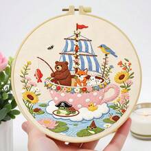 1PC 20*20cm/7.9*7.9in,Amusement Park Embroidery Kit, DIY Handmade Embroidery Set For Adult Beginners, Home Gift, Women's Sewing Gift, Including User Manual, Printed Pattern Fabric, Embroidery Frame, Needle And Thread. - 20*20cm/7.9*7.9in - View 15