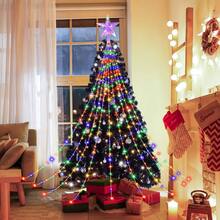 Solar LED Starburst Drop String Lights For Christmas Tree, Top Star Ornament Included, Solar Charged, Waterproof For Outdoor Yard And Indoor Holiday Tree Display - Star Waterfall Light - View 4
