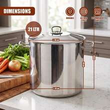 Geezy Arian Gastro Deep Stainless Steel Stock Pots With Lids - Induction Base, All Hob Compatible, Durable & Dishwasher Proof - Great Kitchen Essential For Families Cooking Stew, Curry, Soup - View 9