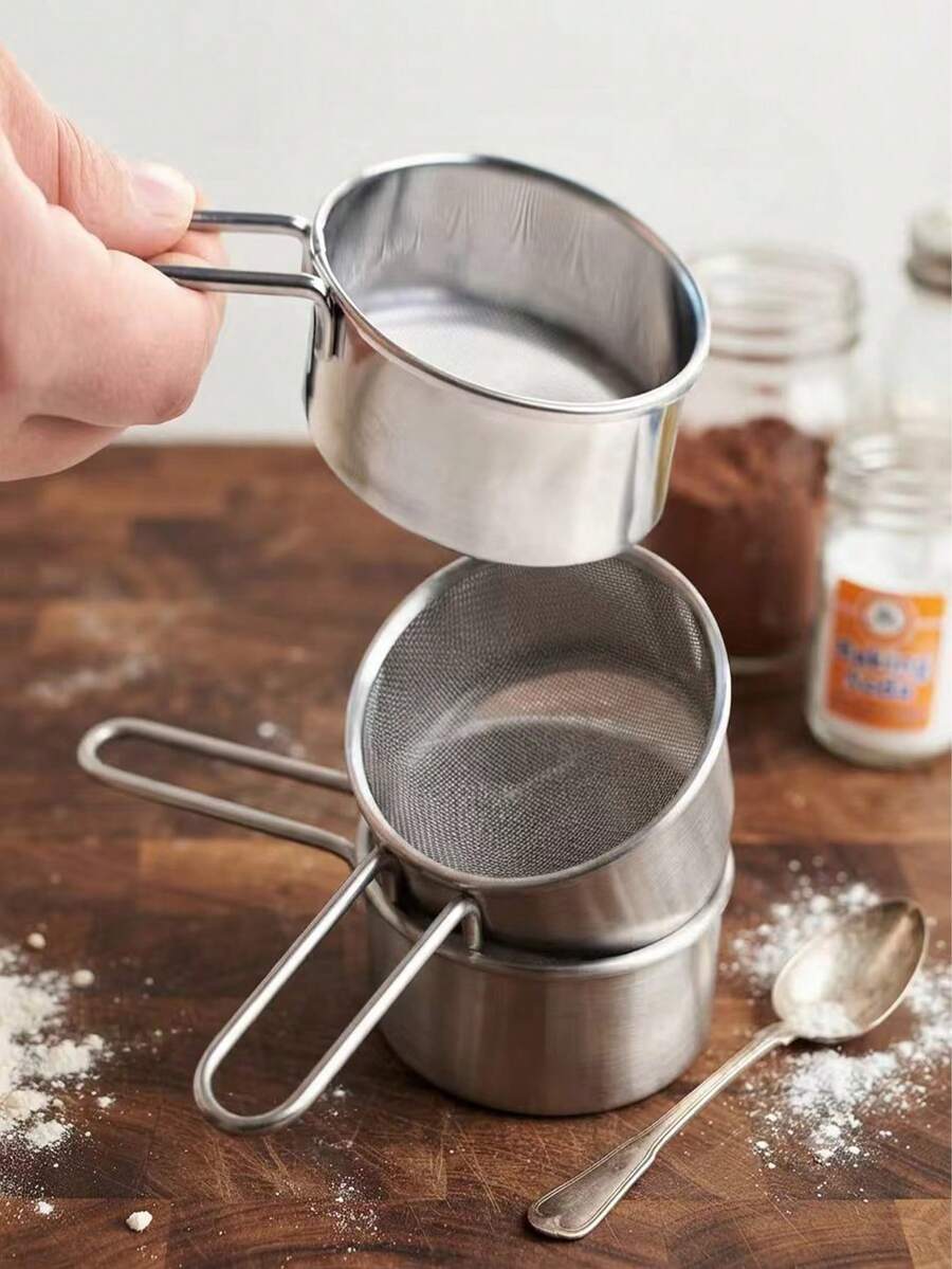 1pc/2pcs Stainless Steel Strainer - Handheld Fine Mesh Sieve, Suitable For Cooking, Baking And Kitchen Use, Valentine's Day Gift/Christmas/Thanksgiving/Mother's Day/Father's Day/Wreath Day - View 1