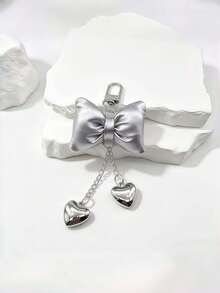 DIY Handmade New Hot-Selling PU Padded Colorful Bow Heart Keychain 1pc, Macaron Style Candy Color Cute Leather Padded 3D Bow Key Pendant, Creative Holiday Gift For Lovers And Friends, Souvenir, Creative Gift For Girlfriend, Holiday Gift, Phone Car Accessory Key Ring, Holiday Creative Small Gift For Giving, Event Gift - Multicolor - View 14