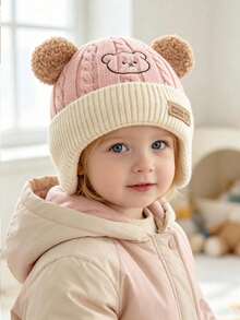 Baby Autumn/Winter Ear Protection Knitted Hat, Cute Woolen Beanie For Boys And Girls - Multicolor - View 2