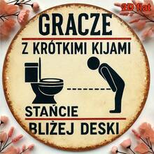 1pc 2D Flat 8.0*8.0 Inch Round Polished Sign, Vintage Decorative Plaque, Theme "Stand Closer", Humorous Bathroom Sign, Suitable For Decorating Bathroom, Bar, Restaurant, Office, Cafe, Dorm (Random Hole Position) - A - View 6