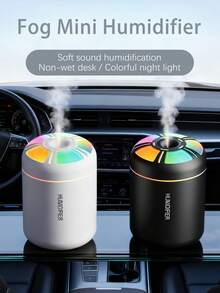 1pc 180ml Car Aromatherapy Humidifier With Colorful Gradient Ambient Light, USB Portable Power, Quiet Operation, Desktop Decor With Color Light, Car Mist Humidifier With 5 Essential Oils, Suitable For Indoor Decoration, Office And Car Use - A - View 3