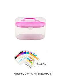 Multi-Layer Portable Medicine Box, Transparent Storage Box, Home Essential First Aid Kit. Dual-Layer Compartment Design, Organized Storage For Iodine, Bandages, Swabs, Thermometers And Other Medical Supplies. Transparent Body, Clear Visibility Of Internal Items, Flip Lid With Built-In Handle, Easy To Carry And Move. Dust-Proof And Moisture-Proof, Convenient For Quick Access To Emergency Medications In Bedroom, Living Room. Compact And Space-Saving, Suitable For Daily Home Care And Minor Wound Emergencies - Multicolor - View 12