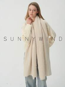 1pc Women's Solid Color Polyester Soft Skin-Friendly Warm Scarf For Daily Use - Beige - View 6
