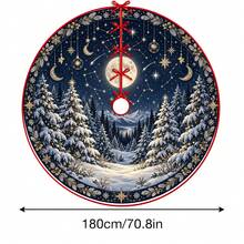 1件滿月雪山森林星座圖案聖誕樹裙，優雅配色節日裝飾，5種尺寸，中性節日禮物，適用於居家與派對聖誕裝飾 - 滿月雪山森林星座 - 查看 15