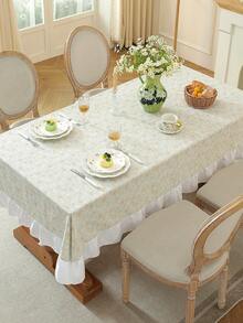 1pc Ruffle Edge Tablecloth, Fresh Country Style, Suitable For Dining Table Decoration, Picnic Tablecloth, Holiday Celebration, Wedding Party Gathering, Birthday Banquet, Daily Dining Table, Kitchen And Restaurant Decor, All Seasons, Home Decor - Mint Green - View 10