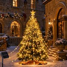 Solar LED Starburst Drop String Lights For Christmas Tree, Top Star Ornament Included, Solar Charged, Waterproof For Outdoor Yard And Indoor Holiday Tree Display - Star Waterfall Light - View 8