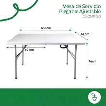 Mesa Plegable de Plástico Tipo Portafolio 120 cm, Mesa Portátil para Exterior e Interior, Jardín, Camping, Picnic, Fiestas y Reuniones - Negro - Ver 2