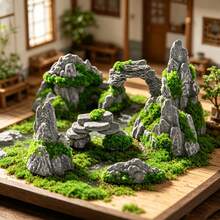 6pcs Mini Rock Garden Models, Suitable For Yard Landscape Decoration, Adding Mini Garden Scene, Suitable For Model House Decoration, Creative Desktop Ornament, Applicable For Fish Tank And Aquarium - 6-piece Artificial Rock Model Set - View 1