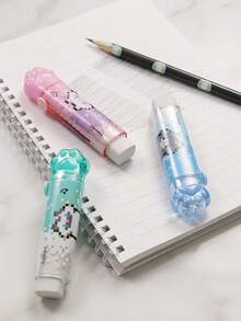 1pc/2/4pcs Pixel Cat Paw Retractable Eraser, High Aesthetic Stationery, Sliding Design, Great For Student Daily Study, Sketching, Drafting And Art Creation - Multicolor - View 4
