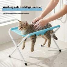 1pc Foldable Pet Bathing Stand (60*40*33cm), Portable Elevated Pet Bathing Rack With Breathable Mesh Surface, Suitable For Dog And Cat Bathing, Drying And Grooming, Fits Large, Medium And Small Dogs And Cats, Stable Fixed Pet Bathing Accessory - 60*40*33cm - View 6