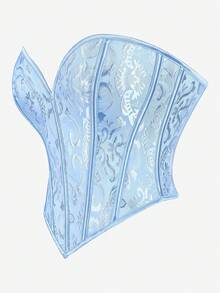 Women's Corset Top For Halloween Party, Vintage Jacquard Bandeau Heart-Shaped Neckline Bustier, Y2K Gothic Victorian Style Cosplay Party Evening Wear - Blue - View 2