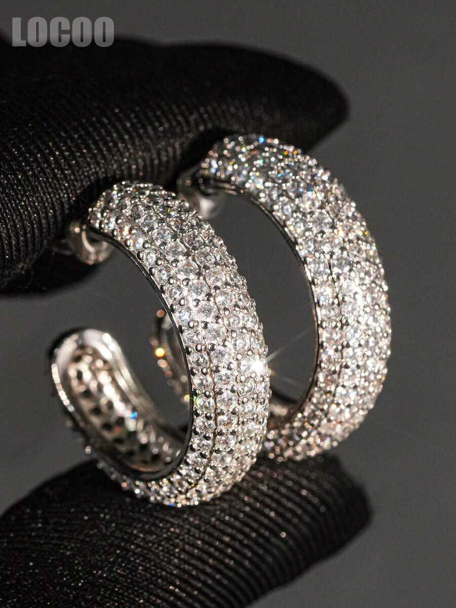 1 Pair Elegant Cubic Zirconia Earrings For Women, Wedding, Engagement, Party Jewelry, Valentine's Day Gift - 1# - View 1