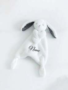 Personalized Comfort Blanket Custom Name Plush Animal Lovey Newborn Gift, Featuring Cute Rabbit, Bear Pattern Design.Animal-Shaped, Square Towel, Soft Animal Blanket, Companion Hanging Ornament, Party Favor, Birthday Commemorative Gift - Multicolor - View 10