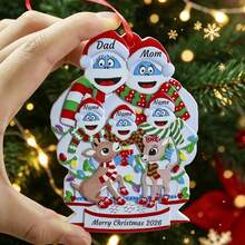 Custom Christmas Ornament, Whimsical Winter Christmas Decor, Personalized 2-9 Names Family Christmas Tree Decorations, Festive Holiday Home Decor, Customized 2026 Keepsake Gift, Customizable Hanging Ornament For Family, Couples, Friends - Style E - View 5