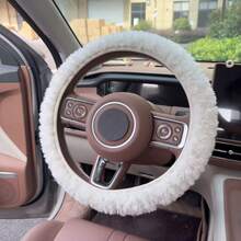 1 قطعة بطانية عجلة قيادة السيارة من صوف الغنم الفاخر للنساء، إكسسوار داخلي للسيارة - متعدد الألوان - مشاهدة 6