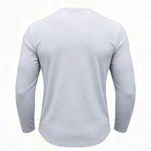 Men's Henley Collar Long Sleeve T-Shirt, 3-Button Placket Slim Fit Base Layer, Elastic Soft Casual Undershirt, Spring/Autumn Daily Wear, Commuting, Premium Fabric - White - View 3
