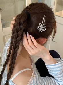 2件組時尚水鑽水晶花朵髮夾，女用前/側瀏海鱷魚夾，極簡百搭髮飾 - 彩色 - 查看 3