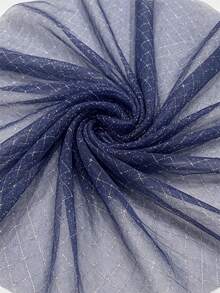 Navy Blue & Gold Glitter Diamond Grid Tulle Lace Fabric, Translucent Shiny Mesh Cloth, Suitable For Evening Gowns, Wedding Veils, Party Outfits, Photo Backdrop Curtains And Handmade Sewing Projects - Multicolor - View 4