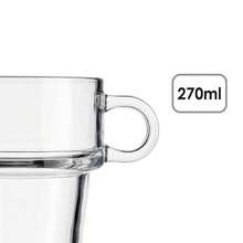 Dam PACK OF 6 STACKABLE GLASS CUPS 270 ML WITH HANDLE - Clear - View 4