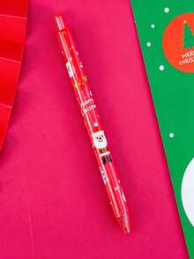 6/1pc Christmas Cartoon Click Neutral Pen 0.5mm Black, Santa Claus Reindeer Christmas Tree Pattern, Student Holiday Gift Writing Pen, Suitable For Festive Holiday Gift Giving - Multicolor - View 9