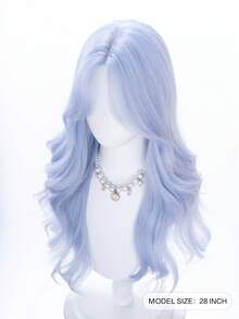 alicegarden 28-Inch Long Synthetic Wig Featuring A Natural Wavy Style In A A Stunning Blue. Middle Part Design , This False Hairpiece Is Perfect For Ms Daily Party Cosplay Use, Offering A Natural And Natural Durable Wig Gift For Ladies. (No Accessories) - Blue - View 2