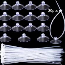 20PCS Aquarium Suction Cup 1-Inch Mini Suction Cup Helper Hook With 30PCS Adjustable Transparent Zipper, Fish Tank Suction Cup, For Plants, Flower Pots, Bundled Moss, Windows, Small Marine Suction Cup - View 1