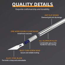 13pcs Carving Knife Set, Aluminum Alloy Handle, Steel Blade, Painted Surface, DIY Craft Tools, With Replaceable Blades, Suitable For DIY Sculpture, Woodworking Experts And Beginners - A - View 3