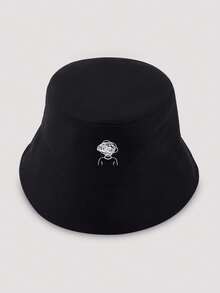 1pc Men's Fashionable Printed Pattern Adjustable Bucket Hat, Casual Minimalist, Suitable For Daily Wear And Travel - Line Art Character Style - View 3