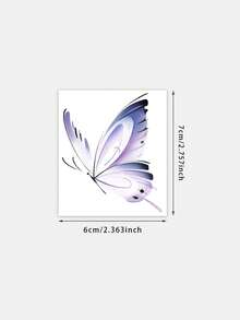 1pc Temporary Tattoo Sticker, Purple Blue Watercolor Gradient Butterfly Pattern, Realistic Fake Tattoo Design, Suitable For Daily, Bachelorette Party Favors, Music Festivals, Cosplay, Graduation Gifts, Lasts 3-5 Days - Multicolor - View 2